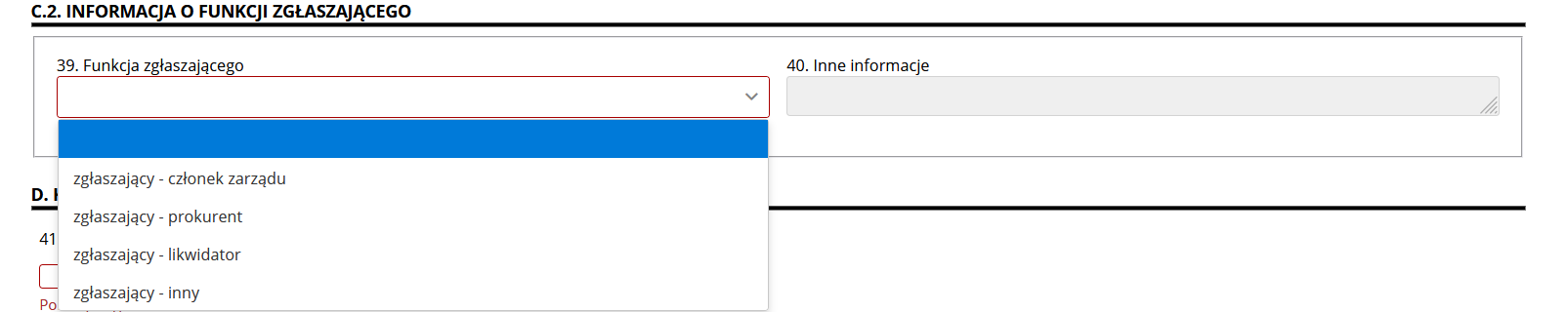 C.2 — wybór funkcji zgłaszającego